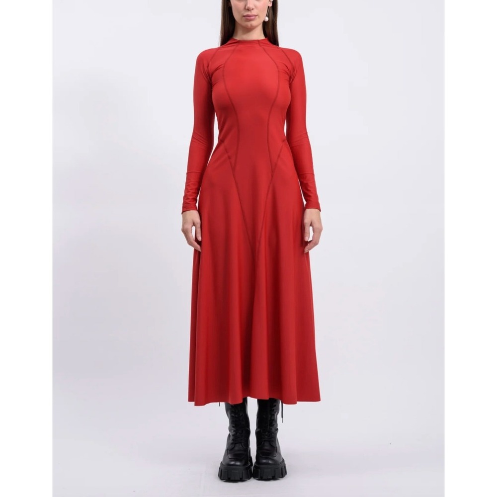 GmbH Elif Long Sleeved Dress Coverstitch Red AW19 Rare Earth Large NWT